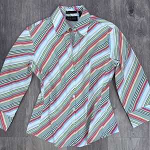 New York & Company Multicolor Striped Shirt - Pastel Stripes